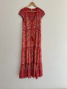 TULLE & BATISTE Lily Boho Cap Sleeve Maxi Dress - SCARLET RED. Size XS - Picture 1 of 8
