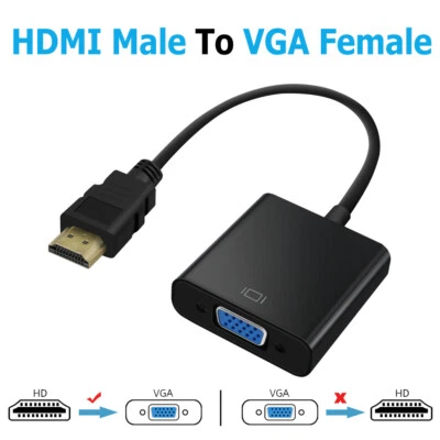 HDMI INPUT to VGA OUTPUT Converter Adapter Cable 1080p For PC TV Monitor Black - Bild 1 von 4