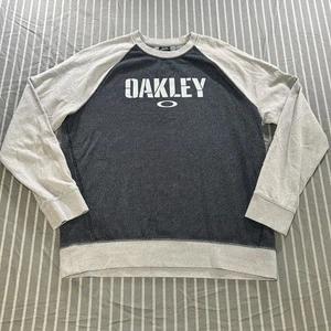 OAKLEY LONG SLEEVE LOGO SHIRT TOP GRAY/BLACK MEN SIZE XL STRETCHY - Picture 1 of 4