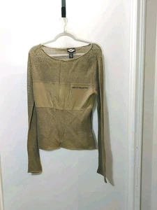 🏍️ Harley Davidson Vintage 2004 Women’s Large Long Sleeve Raglan Mesh Fall Top - Picture 1 of 10
