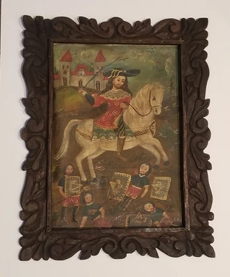 Antigua pintura colonial española Santiago Matamoros St James Moro-Killer Foto 1 de 4