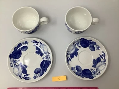 Набор из 2 синих чайных чашек и блюдцев Portmeirion Harvest сделано в Англии набор C - Изображение 1 из 4