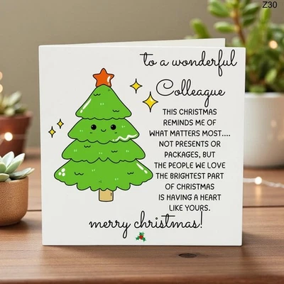 To a Wonderful Colleague Christmas Card-Watercolor Tree Holiday  Colleague card - Image 1 of 4