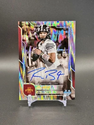 2025 Topps Bowman U Chrome Rocco Becht Shock Refractor On-Card AUTO Iowa State - Image 1 of 2