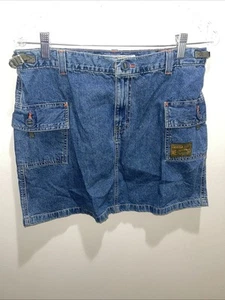 Women's American Eagle Jean Denim Skirt Size 10 Cargo Pockets 100% Cotton - Picture 1 of 11
