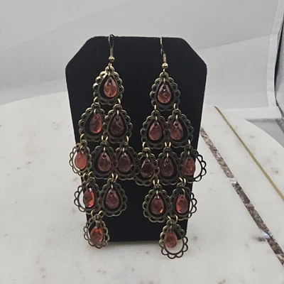 Pendientes araña boho vintage para mujer filigrana bronce lágrima joyería colgante Foto 1 de 4