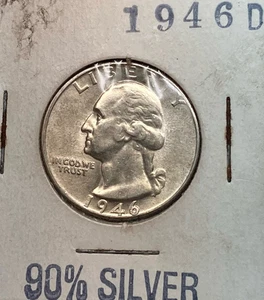 1946-D Washington  Quarter Dollar Silver 25 Cent, *ACTUAL COIN SHOWN IN PHOTO - Picture 1 of 2