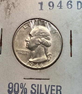 1946-D Washington  Quarter Dollar Silver 25 Cent, *ACTUAL COIN SHOWN IN PHOTO - Image 1 of 2