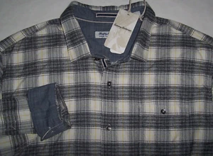 NWT Tommy Bahama CANYON BEACH RANCHO CHECK Ivory/Gray Plaid FLANNEL Shirt 2XLT - Picture 1 of 7