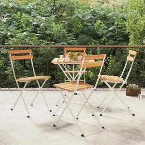 NNEVL Folding Bistro Chairs 4 pcs Solid Wood Acacia and Steel - Picture 1 of 9
