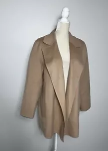 THEORY Giacca Clairene Lana Cashmere Aperto Frontale Cappotto Tasche Carriera Beige XL - Foto 1 di 24