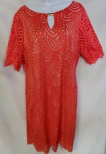 NWT Ronni Nicole A-line Melon Eyelet Lace Overlay Sz.LG *A45 - Picture 1 of 11