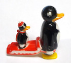 Vintage Plastic Penguins And Sled Ramp Walker Toy, Hong Kong