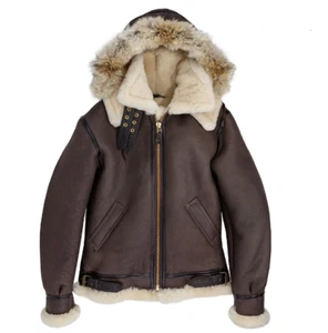 Brown RAF Aviator Men's B3 Sheepskin Real Shearling Leather Flight Bomber Jacket - Picture 1 of 2