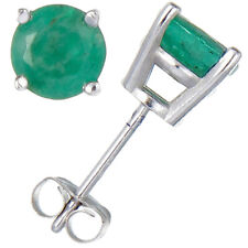 1/2 cttw Emerald Stud Earrings 14K Gold Round with Push Backs May Birthstone