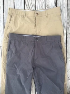 Lot Of 2 UB Tech Pants Khaki Gray Nylon Hiking Cargo Stretch Waist 36X32.5 Men’s - Picture 1 of 22