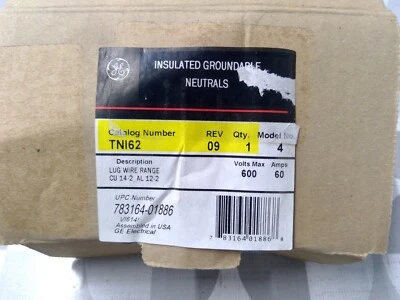 GE TNI62 600V 60A Kit de terminales neutras aisladas a tierra **Envío gratuito** Foto 1 de 4