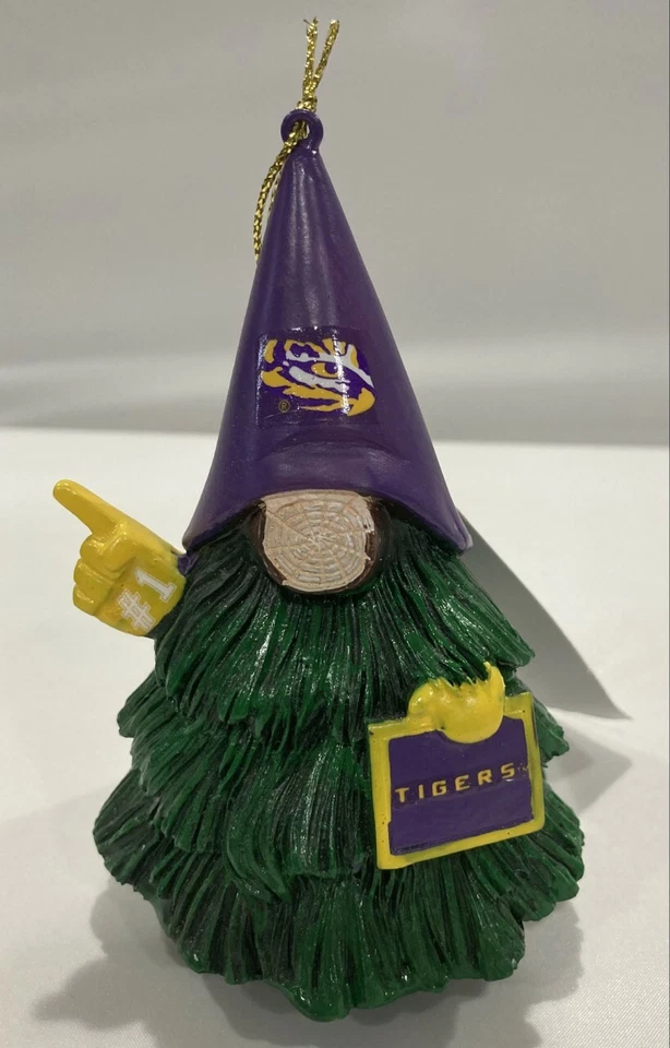 LSU Tigres NCAA Resina Gnomo Árbol Personaje Navidad Adorno Decoración Foto 1 de 1