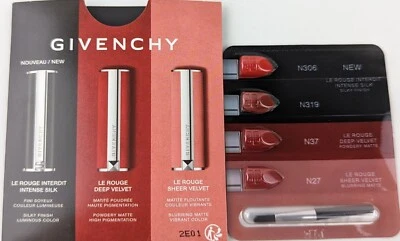Givenchy Le Rouge Interdit 4 Color Lipstick Sampler Card with Application Brush  - Image 1 of 2