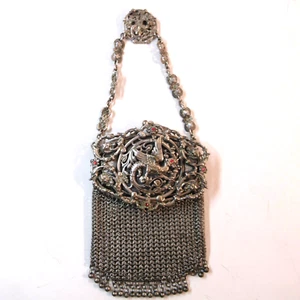 Cartera antigua vintage de malla para dragón Chatelaine - Imagen 1 de 11