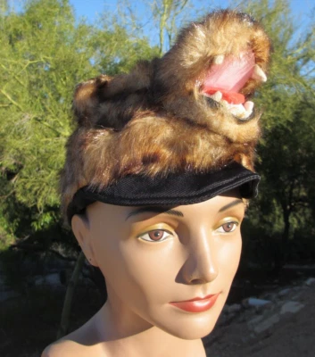 BROWN BEAR HAT plush head mask HALLOWEEN costume furry bears ICE HOCKEY play cub - Image 1 of 4