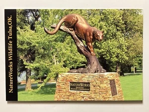 "Osage Cougar" Bronze Monument Jim Gilmore 2003 NatureWorks Award Tulsa Postcard - Picture 1 of 2