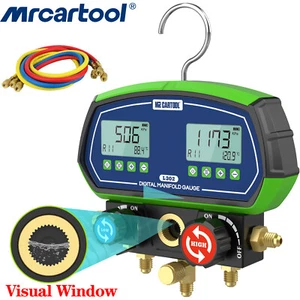 Digital HVAC Manifold Gauge Set Vacuum Dual Pressure Temperature Leakage Tester - Picture 1 of 20