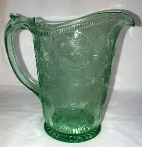 US Glass STRAWBERRY *GREEN* 7 3/4" PITCHER* HARD TO FIND* - Picture 1 of 2