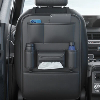 PU Car Seat Back Organizer Bag Storage Bag Tissue Box Phone Cup Holder Protector - Image 1 of 4
