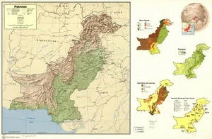 16" x 24" 1973 Map of Pakistan. Maps in margin: Ethnic groups - Picture 1 of 1