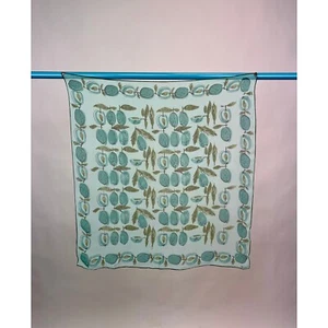 Novelty Apple Print Silk Chiffon Vera Scarf Turquoise Blue Green Accessory Wall - Picture 1 of 10