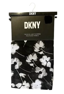 2 DKNY Curtains Panels DANDELION FLORAL Rod Pocket Curtain Panel Set 50 x 84 NEW - Picture 1 of 8