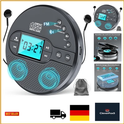 Bluetooth-CD-Player mit Anti-Skip | USB-Ladefunktion | 2000mAh Akku - Bild 1 von 4