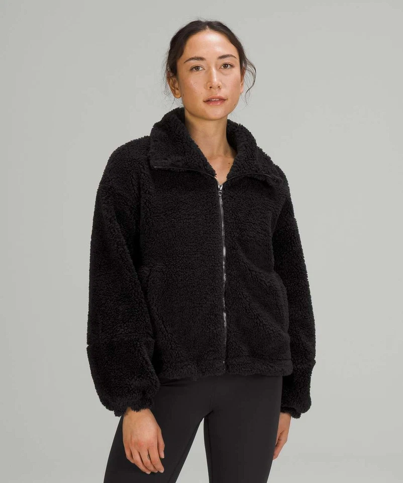 Chaqueta Sherpa de Peluche con Cremallera de Vellón Cinchable Lululemon Negra Prensa Francesa Mujeres 4 Foto 1 de 4