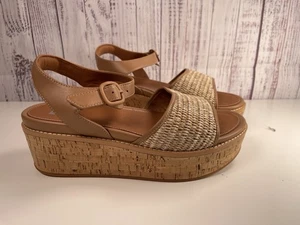 Fit Flop Eloise Cork-Wrap Woven Platform Wedge Sandals Size 10 NWOB - Picture 1 of 6
