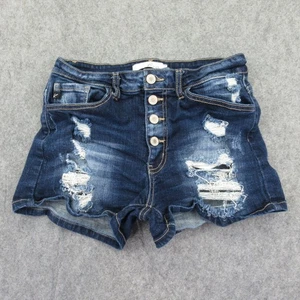 KanCan pantaloncino donna denim taglia 28 invecchiato bottoni blu mosca - Foto 1 di 11