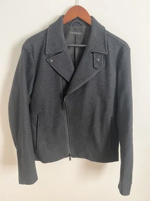 Chaqueta asimétrica de lana gris Theory para hombre talla mediana Foto 1 de 4