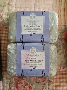 LOT 2x MADE IN FRANCE BISOUS de PROVENCE Triple Milled Bar Soap Lavender - Picture 1 of 2