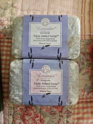 LOT 2x MADE IN FRANCE BISOUS de PROVENCE Triple Milled Bar Soap Lavender - Image 1 of 2
