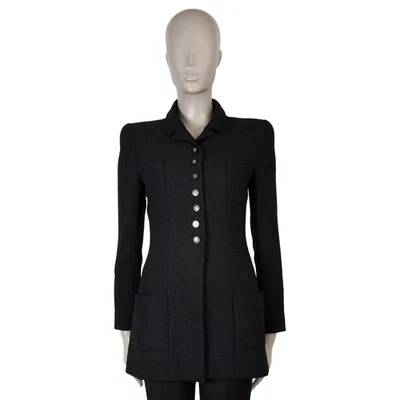 727926 Auténtico CHANEL Negro Lana 95P CUATRO BOLSILLOS Chaqueta S Foto 1 de 4