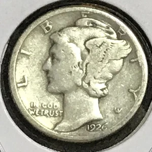 Moneda de diez centavos Mercury de Estados Unidos en muy buena condición 1926-S - Imagen 1 de 2