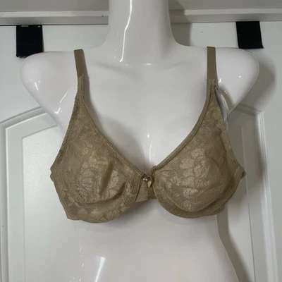 Sutiã Wacoal sem forro de renda 34C clássico com aro 85506 bege nude arco pérola NOVO - Imagem 1 de 4