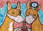 CIRNECO DELL'ETNA  in Masks Dog Art Print 4x6 Collectible Signed by Artist KSams