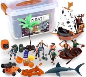 Juego de figuras de acción Bucket of Pirate 0807-20 + cañones de cofre del tesoro de barco NUEVO - Imagen 1 de 10