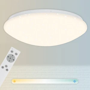 Round LED Ceiling Light Lamp Starry Sky Dimmable CCT Remote Control 38cm White - Picture 1 of 10