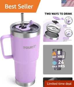 30oz Insulated Tumbler - 3-in-1 MagSlider Lid, Leak-Proof & BPA Free - A-Violets - Picture 1 of 9