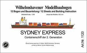 Wilhelmshavener Modellbaubogen Containerschiff SYDNEY EXPRESS Maßstab 1:250 - Bild 1 von 2