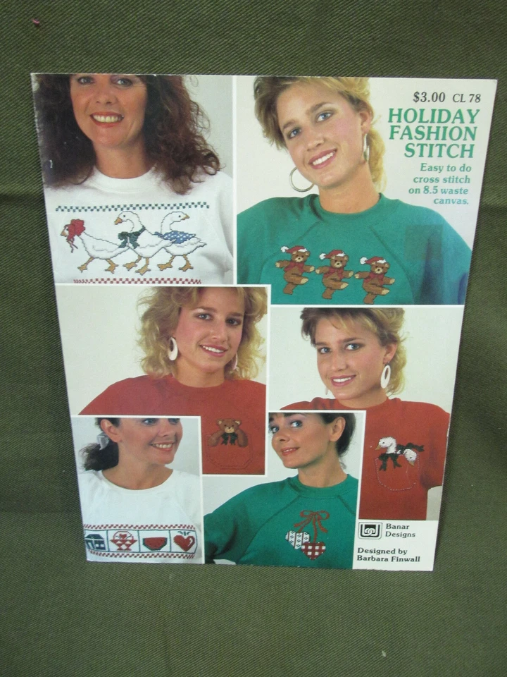 Holiday Fashion Stitch, On 8.5 Waste Canvas Cross Stitch Pattern Booklet - Image 1 of 1