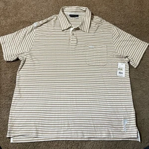 Rocawear Polo Shirt Mens 3XL Tan White Striped Short Sleeve Hip Hop Retro NWT - Picture 1 of 6