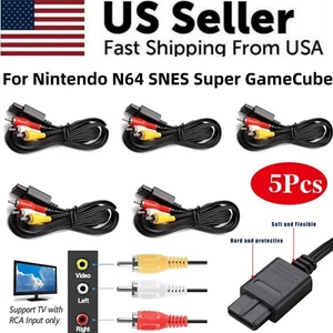 5X 6FT N64 SNES Gamecube RCA AV TV Audio Video Stereo Cable Cord For Nintendo 64 - Picture 1 of 12